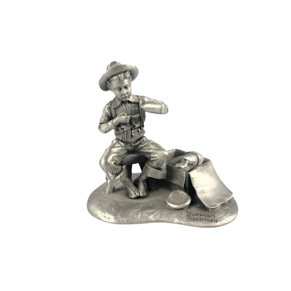 Rare Fine Pewter Schmid, N. Rockwell "Mysterious Malady" Figurine #174/1500 USA - Picture 1 of 7